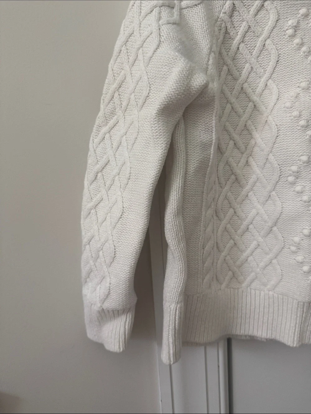 Crewcuts Cream Cable Knit Sweater with Heart Detail